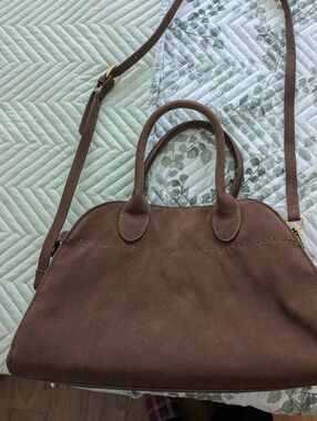 Brown Suede Women's Satchel Bag - Classic Everyday Carry